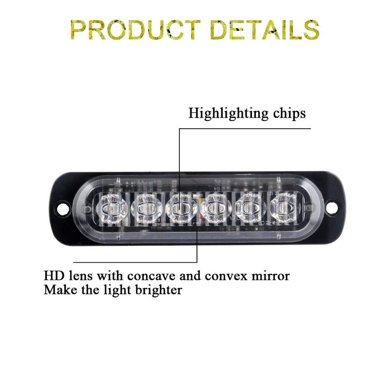 Sidaqi Universal 12-24V Emergency Strobe Warning Lights 6 LED 12W Surface Mount Beacon Hazard Warning Lights Flashing Light Bar for Off Road Vehicle, ATVs, Truck- 4PCS (Blue) - Image 3